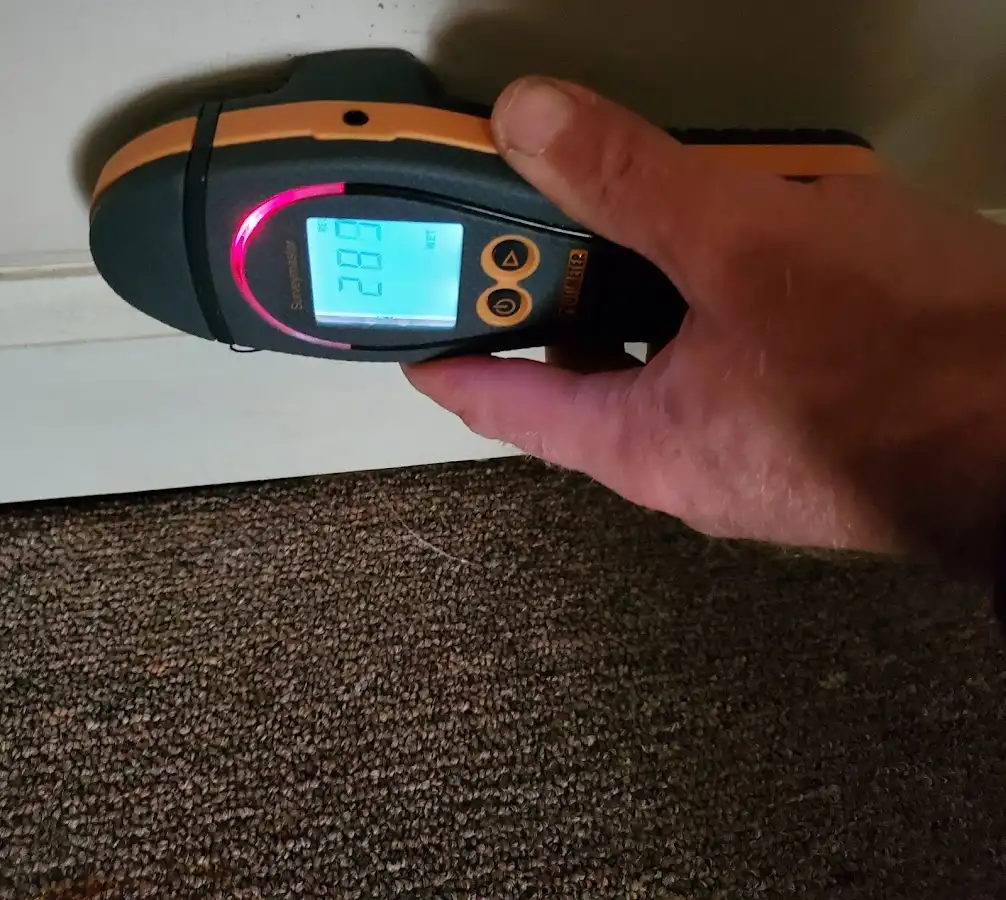 Moisture detection at baseboard during Mold Inspection & Testing in Posen